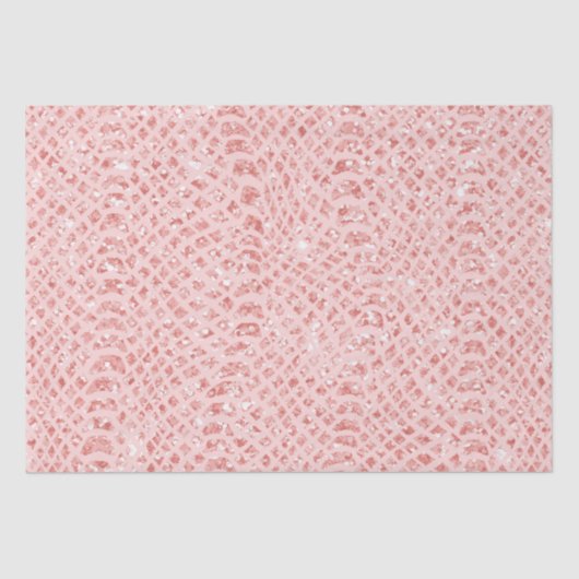 Blush Roze Glitter Snake Huid Dierlijke Print Tissuepapier (Voorkant)