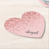 Blush roze glitter Sparkle Modern Heart Party Kartonnen Onderzetters (Gekanteld)