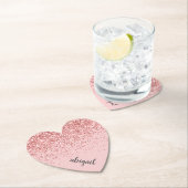 Blush roze glitter Sparkle Modern Heart Party Kartonnen Onderzetters (Insitu)