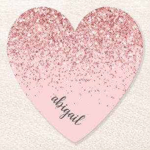 Blush roze glitter Sparkle Modern Heart Party Kartonnen Onderzetters