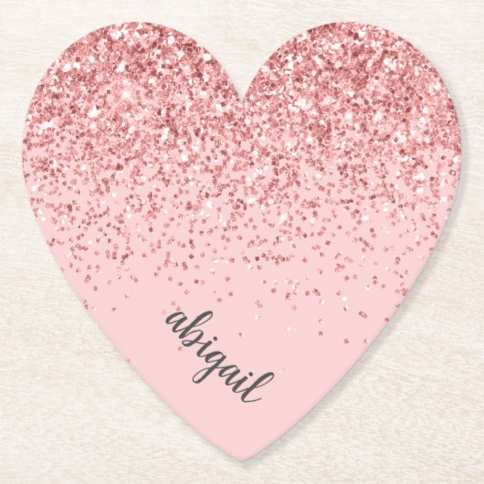 Blush roze glitter Sparkle Modern Heart Party Kartonnen Onderzetters (Voorkant)