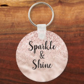 Blush roze glitter Sparkle Sleutelhanger (Voorkant)