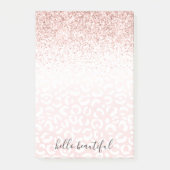 Blush roze glitter Sparkle White Leopard Print Post-it® Notes (Voorkant)