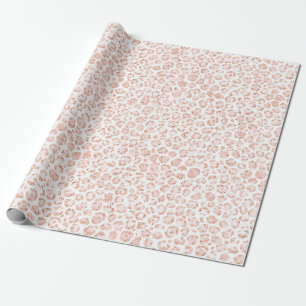 Blush roze glitter White leopard print     Cadeaupapier