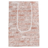Blush roze gloed glitter stripes medium cadeauzakje (Achterkant)