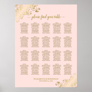 Blush roze & Gold 20 tafel bruiloft Poster