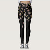 Blush roze Gold-bekleding op zwart Leggings (Voorkant)