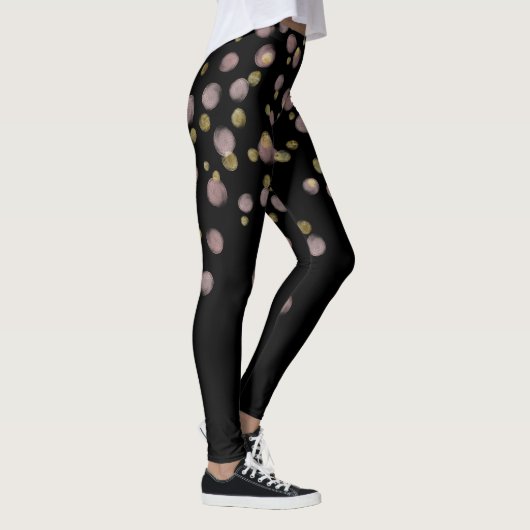 Blush roze Gold-bekleding op zwart Leggings (Rechts)