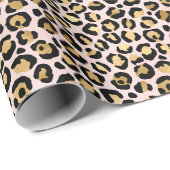 Blush roze Gold Black leopard-printer Cadeaupapier (Rol Hoek)