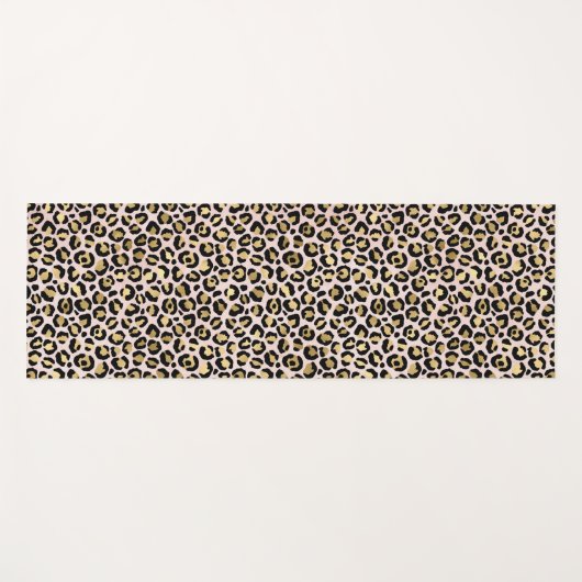Blush roze Gold Black leopard-printer Yogamat (Voorkant (horizontaal))