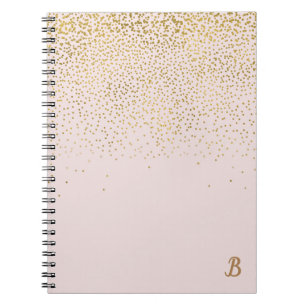 Blush roze & Gold Confetti Modern Glam Trendy Notitieboek