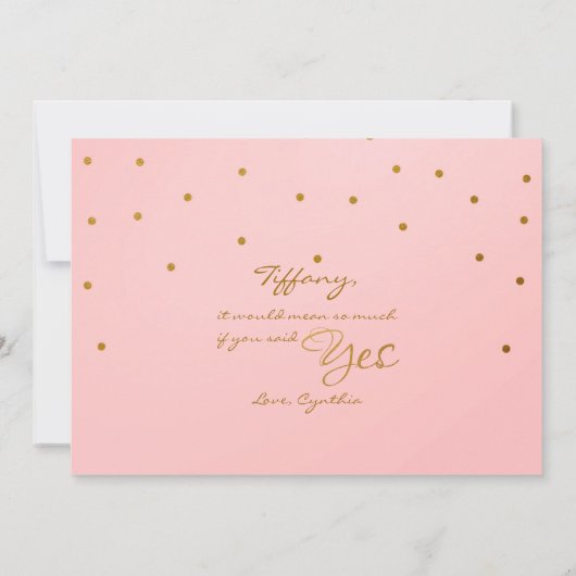 Blush Roze & Gold Foil Confetti GEMAAKT MET HONOR- Kaart (Achterkant)