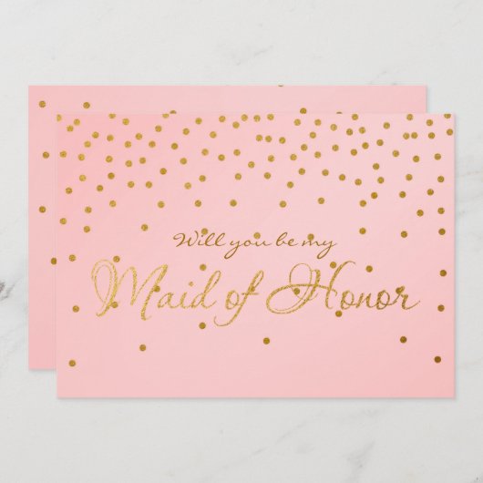 Blush Roze & Gold Foil Confetti GEMAAKT MET HONOR- Kaart (Voorkant / Achterkant)