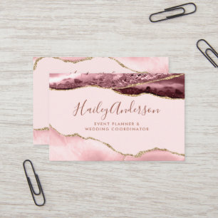 Blush roze & Gold Glitter Waterverf Gilded Agate Visitekaartje