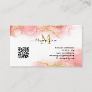 Blush roze Gold QR Code Aangepaste Logo gegadigde Visitekaartje