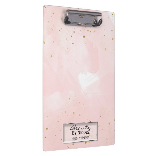 Blush roze & Gold Splatter Moderne, speciaal geper Klembord (Rechts)