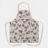 Blush Roze Gotische Schedels en Rozen Bloemen Schort (Voorkant)