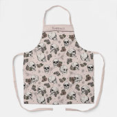 Blush Roze Gotische Schedels en Rozen Custom Name Schort (Voorkant)