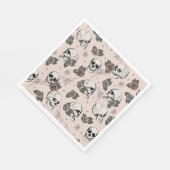 Blush Roze Gotische Schedels en Rozen Halloween Servet (Hoek)