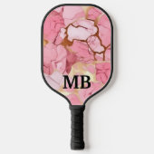 Blush Roze Goud Alcohol Ink Marmer Monogram Pickleball Paddle (Voorkant)