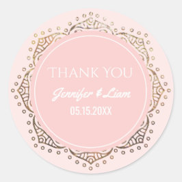 Blush Roze Goud Boho Bruiloft | Hartelijk dank Ronde Sticker