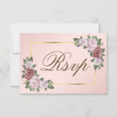 Blush Roze Goud Bruiloft RSVP Kaart Maaltijd Keuze (Voorkant)
