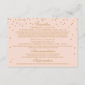 Blush Roze & Goud Confetti bruiloft Detail invoege Informatiekaartje (Achterkant)
