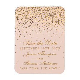 Blush Roze & Goud Confetti Bruiloft Save The Date Magneet