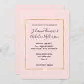 Blush Roze Goud Eenvoudig Chique Bruiloft Uitnodig Kaart (Voorkant / Achterkant)