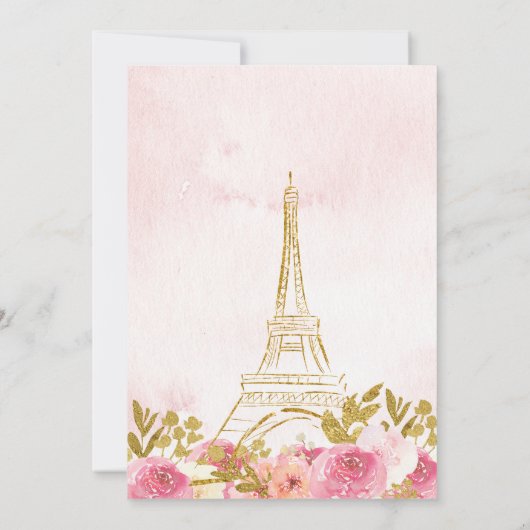 Blush roze goud Eiffeltoren Paris Quinceañera Kaart (Achterkant)