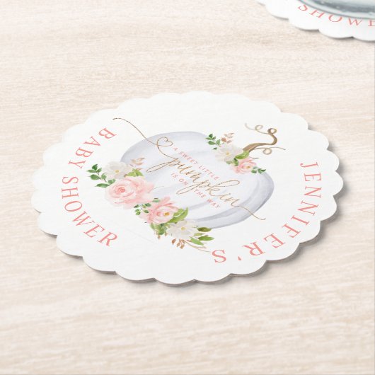 Blush roze goud Kleine pompoen Kartonnen Onderzetters (Gekanteld)