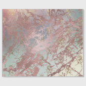 Blush Roze Goud Marmer Glanzende Fairly Aqua Eenho Cadeaupapier (Vlak)