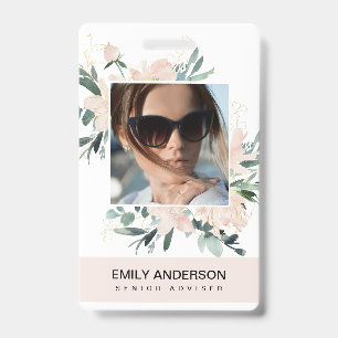 BLUSH ROZE GOUD ROOS FLORALE FOTO LOGO IDENTITEIT BADGE