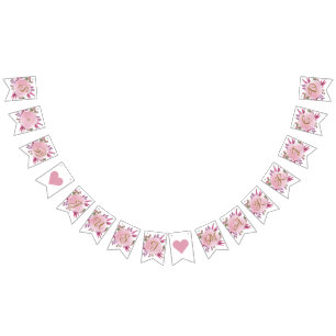 Blush Roze Goud Rustieke Bloemen Elegante Bruiloft Vlaggetjes