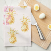 Blush roze goud tropische ananas theedoek (Quarter Fold)