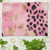 Blush Roze Goud Zwart Leopard Abstract Theedoek (Gevouwen)