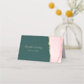 Blush Roze Gouden Agaat Emerald Green Trouwtafel (Achterkant)