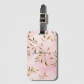 Blush roze gouden bladeren bruiloft bagagelabel (Voorkant (verticaal))
