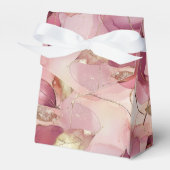 Blush roze gouden bladeren bruiloft bedankdoosjes (Voorkant Zijde)