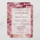 Blush roze gouden bladeren romantische bruiloft kaart (Voorkant / Achterkant)