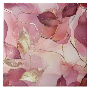 Blush roze gouden bladeren tegeltje