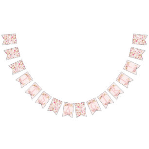 Blush roze gouden bloem Het is een meisje Baby sho Vlaggetjes