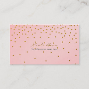 Blush Roze & Gouden Folie Confetti Stippen Visitek Visitekaartje