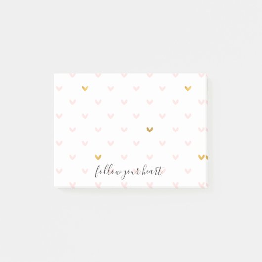 Blush roze gouden harten post-it® notes (Voorkant)