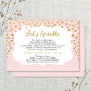 Blush roze gouden meisje baby sprinkle uitnodigen, kaart