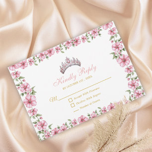 Blush Roze Gouden Mis Quince Glitter Quinceañera RSVP Kaartje