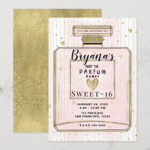 Blush Roze & Gouden Paris Parfum Sweet 16 Verjaard Kaart