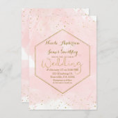 Blush Roze & Gouden Splatter Moderne Bruiloft Kaart (Voorkant / Achterkant)