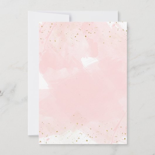 Blush Roze & Gouden Splatter Moderne Bruiloft Kaart (Achterkant)