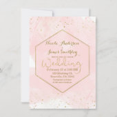 Blush Roze & Gouden Splatter Moderne Bruiloft Kaart (Voorkant)